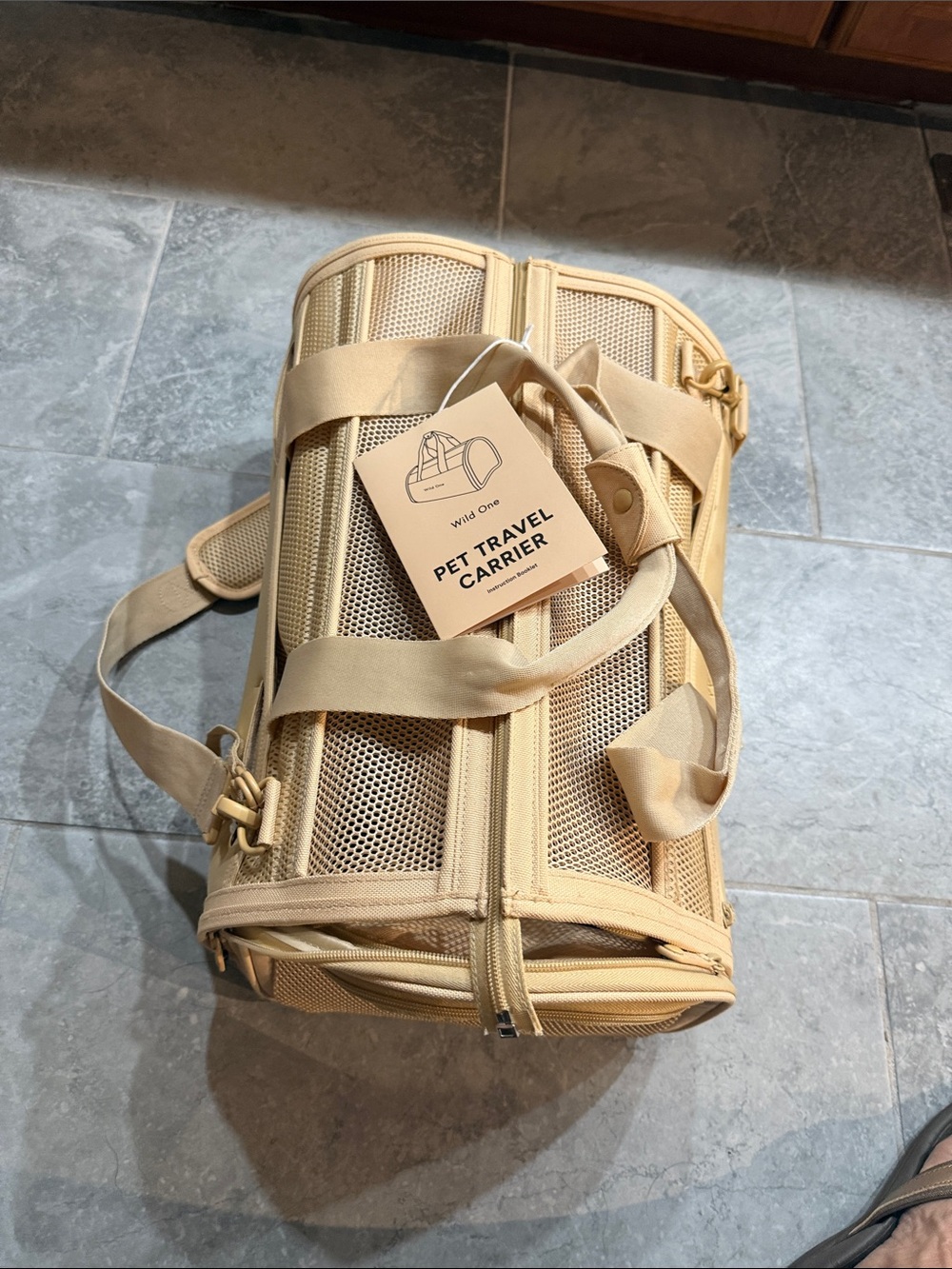 Pet Travel Carrier Bag in Beige